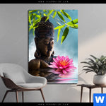Aluminiumbild Gebürstet Buddha Statue Mit Seerose Hochformat Produktvorschau mit dem Bild Buddha Statue mit Seerose im Format Hochformat.