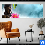 Aluminiumbild Gebürstet Buddha Statue Mit Seerose Panorama Produktvorschau mit dem Bild Buddha Statue mit Seerose im Format Panorama.