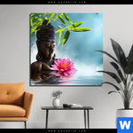 Aluminiumbild Gebürstet Buddha Statue Mit Seerose Quadrat Produktvorschau mit dem Bild Buddha Statue mit Seerose im Format Quadrat.