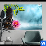 Aluminiumbild Gebürstet Buddha Statue Mit Seerose Querformat Produktvorschau mit dem Bild Buddha Statue mit Seerose im Format Querformat.