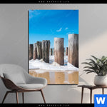 Aluminiumbild Gebürstet Buhnen In Wellen Am Strand Hochformat Produktvorschau mit dem Bild Buhnen in Wellen am Strand im Format Hochformat.