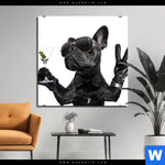 Aluminiumbild Gebürstet Bulldogge Mit Martini Quadrat Produktvorschau mit dem Bild Bulldogge mit Martini im Format Quadrat.