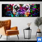 Aluminiumbild Gebürstet Bunte Bulldogge Schwarz Panorama Produktvorschau mit dem Bild Bunte Bulldogge Schwarz im Format Panorama.