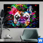 Aluminiumbild Gebürstet Bunte Bulldogge Schwarz Querformat Produktvorschau mit dem Bild Bunte Bulldogge Schwarz im Format Querformat.