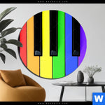 Aluminiumbild Gebürstet Bunte Klaviertasten Rund Produktvorschau mit dem Bild Bunte Klaviertasten im Format Rund.