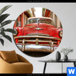 Aluminiumbild Gebürstet Bunte Vintage Oldtimer Rund Produktvorschau mit dem Bild Bunte vintage Oldtimer im Format Rund.
