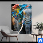 Aluminiumbild Gebürstet Bunter Elefant Hochformat Produktvorschau mit dem Bild Bunter Elefant im Format Hochformat.