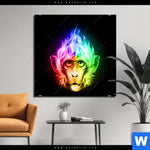 Aluminiumbild Gebürstet Bunter Feuer Affe Quadrat Produktvorschau mit dem Bild Bunter Feuer-Affe im Format Quadrat.