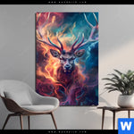 Aluminiumbild Gebürstet Bunter Hirsch In Flammen Hochformat Produktvorschau mit dem Bild Bunter Hirsch in Flammen im Format Hochformat.