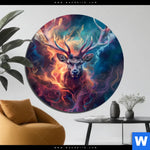 Aluminiumbild Gebürstet Bunter Hirsch In Flammen Rund Produktvorschau mit dem Bild Bunter Hirsch in Flammen im Format Rund.