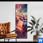 Aluminiumbild Gebürstet Bunter Hirsch In Flammen Schmal Produktvorschau mit dem Bild Bunter Hirsch in Flammen im Format Schmal.