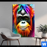 Aluminiumbild Gebürstet Bunter Orang Utan Hochformat Produktvorschau mit dem Bild Bunter Orang-Utan im Format Hochformat.
