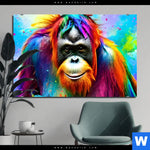 Aluminiumbild Gebürstet Bunter Orang Utan Querformat Produktvorschau mit dem Bild Bunter Orang-Utan im Format Querformat.