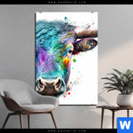 Aluminiumbild Gebürstet Bunter Stierkopf Hochformat Produktvorschau mit dem Bild Bunter Stierkopf im Format Hochformat.