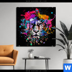 Aluminiumbild Gebürstet Bunter Tiger Schwarz Quadrat Produktvorschau mit dem Bild Bunter Tiger Schwarz im Format Quadrat.