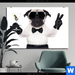 Aluminiumbild Gebürstet Cooler Mops Mit Martini Querformat Produktvorschau mit dem Bild Cooler Mops mit Martini im Format Querformat.