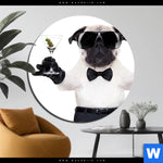 Aluminiumbild Gebürstet Cooler Mops Mit Martini Rund Produktvorschau mit dem Bild Cooler Mops mit Martini im Format Rund.