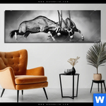 Aluminiumbild Gebürstet Das Duell Panorama Produktvorschau mit dem Bild Das Duell im Format Panorama.