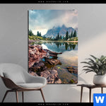 Aluminiumbild Gebürstet Dramatischer Morgenblick Am See Hochformat Produktvorschau mit dem Bild Dramatischer Morgenblick am See im Format Hochformat.