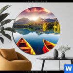 Aluminiumbild Gebürstet Drei Boote Rund Produktvorschau mit dem Bild Drei Boote im Format Rund.