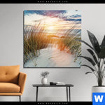Aluminiumbild Gebürstet Duenen Und Meer Quadrat Produktvorschau mit dem Bild Dünen und Meer im Format Quadrat.