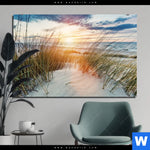 Aluminiumbild Gebürstet Duenen Und Meer Querformat Produktvorschau mit dem Bild Dünen und Meer im Format Querformat.