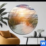 Aluminiumbild Gebürstet Duenen Und Meer Rund Produktvorschau mit dem Bild Dünen und Meer im Format Rund.