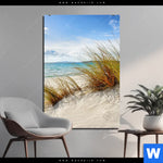Aluminiumbild Gebürstet Duenenlandschaft Mit Meerblick Hochformat Produktvorschau mit dem Bild Dünenlandschaft mit Meerblick im Format Hochformat.
