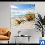 Aluminiumbild Gebürstet Duenenlandschaft Mit Meerblick Quadrat Produktvorschau mit dem Bild Dünenlandschaft mit Meerblick im Format Quadrat.