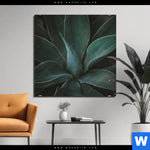 Aluminiumbild Gebürstet Dunkles Agavenblatt Quadrat Produktvorschau mit dem Bild Dunkles Agavenblatt im Format Quadrat.