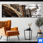 Aluminiumbild Gebürstet Eifelturm Shabby Stil Panorama Produktvorschau mit dem Bild Eifelturm Shabby Stil im Format Panorama.