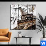 Aluminiumbild Gebürstet Eifelturm Shabby Stil Quadrat Produktvorschau mit dem Bild Eifelturm Shabby Stil im Format Quadrat.