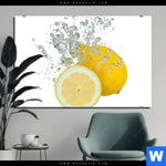 Aluminiumbild Gebürstet Ein Spritzer Zitrone Querformat Produktvorschau mit dem Bild Ein Spritzer Zitrone im Format Querformat.