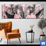Aluminiumbild Gebürstet Elefanten Harmonie In Pastell Panorama Produktvorschau mit dem Bild Elefanten - Harmonie in Pastell im Format Panorama.