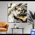 Aluminiumbild Gebürstet Elegantes Gold Schwarzes Portraet Quadrat Produktvorschau mit dem Bild Elegantes gold-schwarzes Porträt im Format Quadrat.