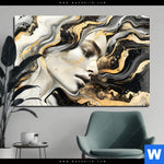 Aluminiumbild Gebürstet Elegantes Gold Schwarzes Portraet Querformat Produktvorschau mit dem Bild Elegantes gold-schwarzes Porträt im Format Querformat.