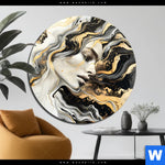 Aluminiumbild Gebürstet Elegantes Gold Schwarzes Portraet Rund Produktvorschau mit dem Bild Elegantes gold-schwarzes Porträt im Format Rund.