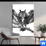 Aluminiumbild Gebürstet Eule Auf Ast Hochformat Produktvorschau mit dem Bild Eule auf Ast im Format Hochformat.