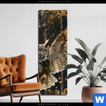 Aluminiumbild Gebürstet Eule Inmitten Goldener Blaetter Schmal Produktvorschau mit dem Bild Eule inmitten goldener Blätter im Format Schmal.