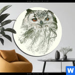 Aluminiumbild Gebürstet Eule Wald No 1 Rund Produktvorschau mit dem Bild Eule & Wald No.1 im Format Rund.