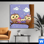 Aluminiumbild Gebürstet Eulenfamilie Quadrat Produktvorschau mit dem Bild Eulenfamilie im Format Quadrat.