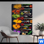 Aluminiumbild Gebürstet Exotische Gewuerze Auf Loeffeln Hochformat Produktvorschau mit dem Bild Exotische Gewürze auf Löffeln im Format Hochformat.