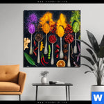 Aluminiumbild Gebürstet Exotische Gewuerze Auf Loeffeln Quadrat Produktvorschau mit dem Bild Exotische Gewürze auf Löffeln im Format Quadrat.
