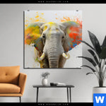 Aluminiumbild Gebürstet Farbenexplosion Mit Elefant Quadrat Produktvorschau mit dem Bild Farbenexplosion mit Elefant im Format Quadrat.