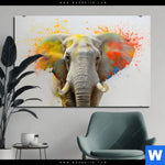 Aluminiumbild Gebürstet Farbenexplosion Mit Elefant Querformat Produktvorschau mit dem Bild Farbenexplosion mit Elefant im Format Querformat.
