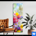 Aluminiumbild Gebürstet Farbenfrohe Fruehlingsblueten Schmal Produktvorschau mit dem Bild Farbenfrohe Frühlingsblüten im Format Schmal.