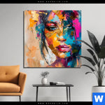 Aluminiumbild Gebürstet Farbexplosion Portraet Lola Quadrat Produktvorschau mit dem Bild Farbexplosion - Porträt Lola im Format Quadrat.