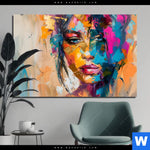 Aluminiumbild Gebürstet Farbexplosion Portraet Lola Querformat Produktvorschau mit dem Bild Farbexplosion - Porträt Lola im Format Querformat.