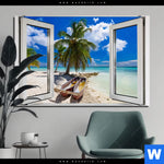 Aluminiumbild Gebürstet Fensterblick Suedsee Boote Querformat Produktvorschau mit dem Bild Fensterblick Südsee Boote im Format Querformat.