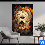 Aluminiumbild Gebürstet Feuer Loewe Hochformat Produktvorschau mit dem Bild Feuer Löwe im Format Hochformat.